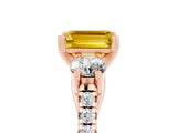 Rose gold Three-Stone Emerald Cut Yellow Sapphire Pavé Band with Four-Prong Setting_29