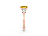 Rose gold Three-Stone Emerald Cut Yellow Sapphire Ring with Pear Side Stones and Four-Prong Setting_26