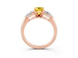 Rose gold Three-Stone Emerald Cut Yellow Sapphire Ring with Pear Side Stones and Four-Prong Setting_27