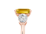 Rose gold Three-Stone Emerald Cut Yellow Sapphire Ring with Pear Side Stones and Four-Prong Setting_29