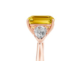 Rose gold Three-Stone Emerald Cut Yellow Sapphire Ring with Pear  Side Stones in Four-Prong Setting_17