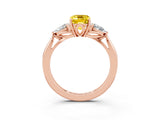 Rose gold Three-Stone Emerald Cut Yellow Sapphire Ring with Pear  Side Stones in Four-Prong Setting_39