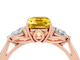 Rose gold Three-Stone Emerald Cut Yellow Sapphire Ring with Pear  Side Stones in Four-Prong Setting_40