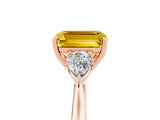 Rose gold Three-Stone Emerald Cut Yellow Sapphire Ring with Pear  Side Stones in Four-Prong Setting_41