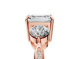 Rose gold Three-Stone Emerald Diamond Channel Set Engagement Ring with Prong Setting_20