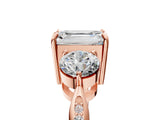 Rose gold Three-Stone Emerald Diamond Channel Set Engagement Ring with Prong Setting_8
