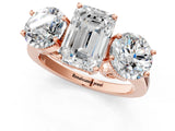 Rose gold Three-Stone Emerald Diamond Engagement Ring with Prong Setting on a Classic Band_4