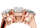 Rose gold Three-Stone Emerald Diamond Engagement Ring with Prong Setting on a Classic Band_7