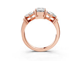 Rose gold Three-Stone Emerald and Princess Cut Diamond Ring with Channel Band and Four-Prong Setting_19