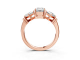 Rose gold Three-Stone Emerald and Princess Cut Diamond Ring with Channel Band and Four-Prong Setting_31