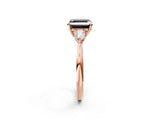 Rose gold Three-Stone Fancy Black Asscher Cut Brilliant Diamond Solitaire Ring with Tapered Band and Four-Prong Setting_5