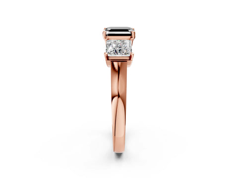 Rose gold Three-Stone Fancy Black Asscher Cut Brilliant Diamond Trellis Ring with Comfort Fit Band_2