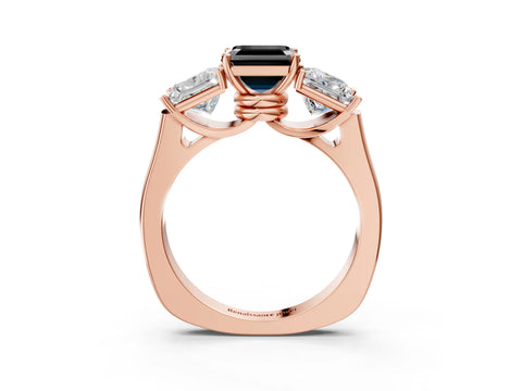 Rose gold Three-Stone Fancy Black Asscher Cut Brilliant Diamond Trellis Ring with Comfort Fit Band_3