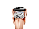 Rose gold Three Stone Fancy Black Asscher Cut Cut Channel Set Diamond Ring_5