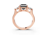 Rose gold Three-Stone Fancy Black Asscher Cut Cut Classic Band Prong Setting Ring_3