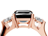 Rose gold Three-Stone Fancy Black Asscher Cut Cut Classic Band Prong Setting Ring_4
