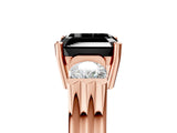 Rose gold Three-Stone Fancy Black Asscher Cut Cut Classic Band Prong Setting Ring_5