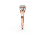 Rose gold Three-Stone Fancy Black Asscher Cut Cut Diamond Engagement Ring with Flat Band and Four-Prong Setting_14