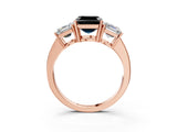 Rose gold Three-Stone Fancy Black Asscher Cut Cut Diamond Engagement Ring with Flat Band and Four-Prong Setting_15