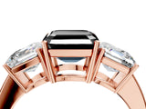 Rose gold Three-Stone Fancy Black Asscher Cut Cut Diamond Engagement Ring with Flat Band and Four-Prong Setting_16