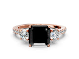 Rose gold Three-Stone Fancy Black Asscher Cut Cut Diamond Pavé Band with Prong Setting_15