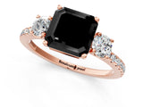 Rose gold Three-Stone Fancy Black Asscher Cut Cut Diamond Pavé Band with Prong Setting_16