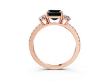 Rose gold Three-Stone Fancy Black Asscher Cut Cut Diamond Pavé Band with Prong Setting_18