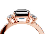 Rose gold Three-Stone Fancy Black Asscher Cut Cut Diamond Pavé Band with Prong Setting_19