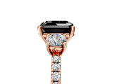 Rose gold Three-Stone Fancy Black Asscher Cut Cut Diamond Pavé Band with Prong Setting_20