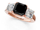 Rose gold Three-Stone Fancy Black Asscher Cut Cut Diamond Ring with Channel Set Band and Four-Prong Setting_25