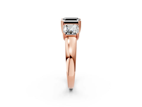 Rose gold Three-Stone Fancy Black Asscher Cut Cut Diamond Ring with Channel Set Band and Four-Prong Setting_2