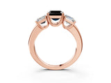Rose gold Three-Stone Fancy Black Asscher Cut Cut Diamond Ring with Channel Set Band and Four-Prong Setting_3