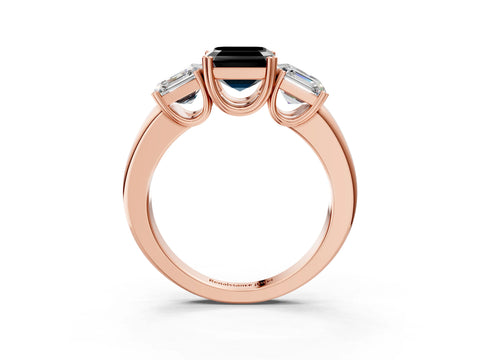Rose gold Three-Stone Fancy Black Asscher Cut Cut Diamond Ring with Channel Set Band and Four-Prong Setting_3