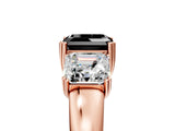 Rose gold Three-Stone Fancy Black Asscher Cut Cut Diamond Ring with Channel Set Band and Four-Prong Setting_5