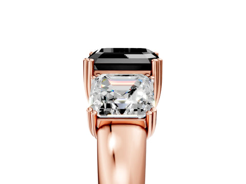 Rose gold Three-Stone Fancy Black Asscher Cut Cut Diamond Ring with Channel Set Band and Four-Prong Setting_5