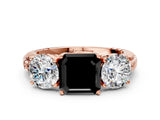 Rose gold Three-Stone Fancy Black Asscher Cut Cut Diamond Ring with Channel-Set Band and Prong Setting_12