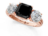 Rose gold Three-Stone Fancy Black Asscher Cut Cut Diamond Ring with Channel-Set Band and Prong Setting_13