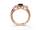 Rose gold Three-Stone Fancy Black Asscher Cut Cut Diamond Ring with Channel-Set Band and Prong Setting_15