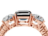 Rose gold Three-Stone Fancy Black Asscher Cut Cut Diamond Ring with Channel-Set Band and Prong Setting_16