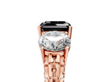 Rose gold Three-Stone Fancy Black Asscher Cut Cut Diamond Ring with Channel-Set Band and Prong Setting_17