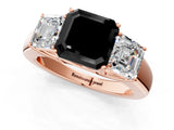 Rose gold Three-Stone Fancy Black Asscher Cut Cut Diamond Ring with Prong Setting and Classic Band_1