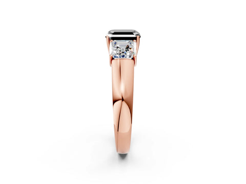 Rose gold Three-Stone Fancy Black Asscher Cut Cut Diamond Ring with Prong Setting and Classic Band_2