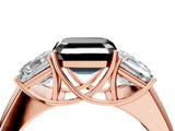 Rose gold Three-Stone Fancy Black Asscher Cut Cut Diamond Ring with Prong Setting and Classic Band_4