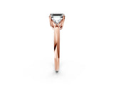 Rose gold Three-Stone Fancy Black Asscher Cut Cut Diamond Ring with Trillion Side Stones and Four-Prong Setting_5