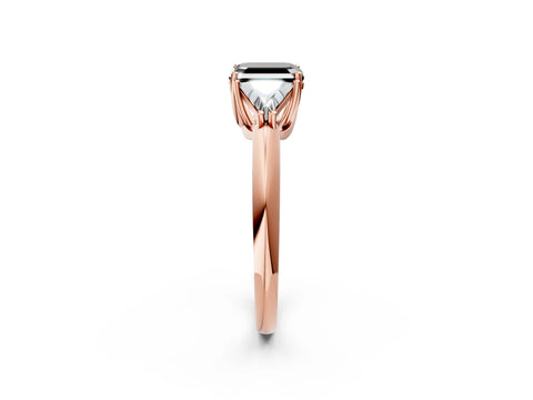 Rose gold Three-Stone Fancy Black Asscher Cut Cut Diamond Ring with Trillion Side Stones and Four-Prong Setting_5