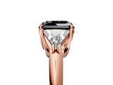 Rose gold Three-Stone Fancy Black Asscher Cut Cut Diamond Ring with Trillion Side Stones and Four-Prong Setting_8