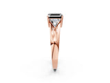 Rose gold Three-Stone Fancy Black Asscher Cut Cut Diamond Ring with Trillion Side Stones on a Split Shank Band_2