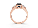 Rose gold Three-Stone Fancy Black Asscher Cut Cut Diamond Ring with Trillion Side Stones on a Split Shank Band_3