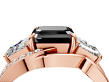 Rose gold Three-Stone Fancy Black Asscher Cut Cut Diamond Split Shank Prong Set Ring_16
