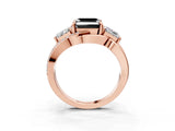 Rose gold Three-Stone Fancy Black Asscher Cut Cut Diamond Split Shank Prong Set Ring_3